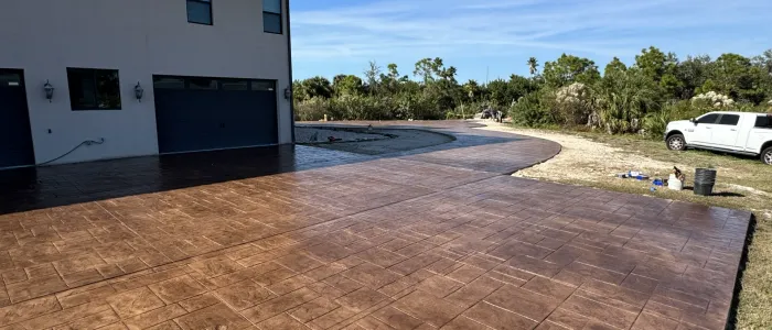 Brown stamped concrete patio in Sarasota, FL