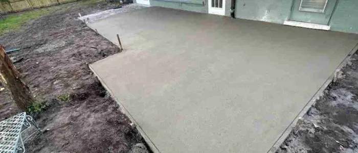 Finished concrete patio with smooth gray surface