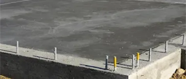 Concrete foundation repair work in progress